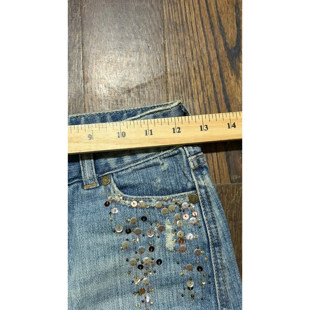 Vintage Abercrombie Girls Size 10 Distressed Jean Skirt Bling